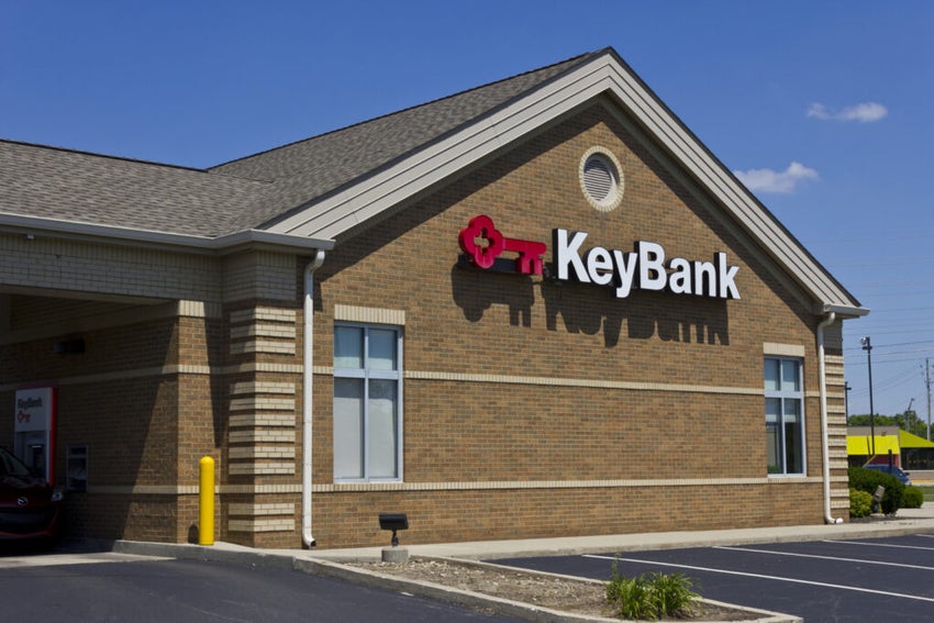 KeyBank logo outside building
