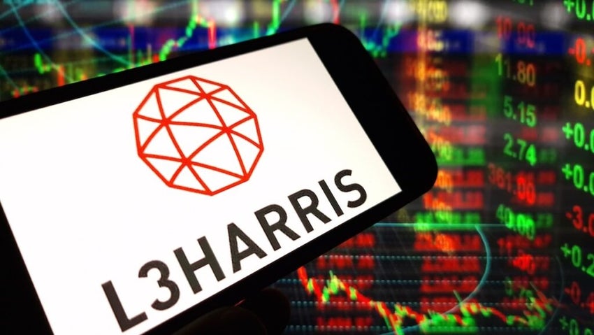 L3Harris Technologies company logo displayed on mobile phone