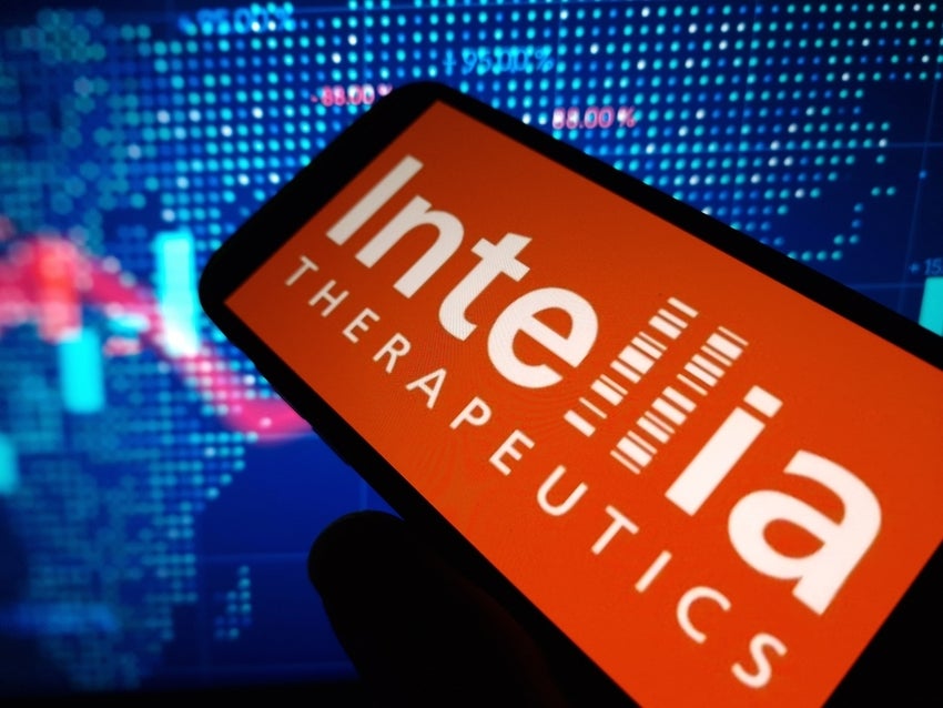 Intellia Therapeutics logo on cellphone