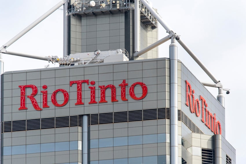 Rio Tinto logo on skyscraper facade