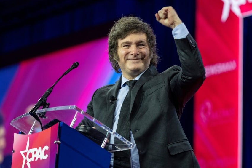 President of Argentina Javier Milei speaks during CPAC Conference 2024 at Gaylord National Resort Convention Center in Washington DC on February 24, 2024