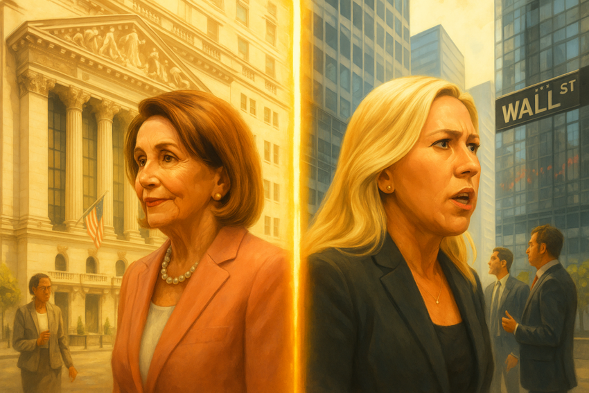 Nancy Pelosi and Marjorie Taylor Greene on Wall Street.