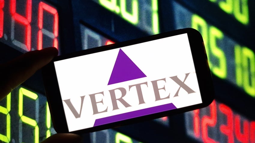 Vertex Pharmaceuticals company logo displayed on mobile phone