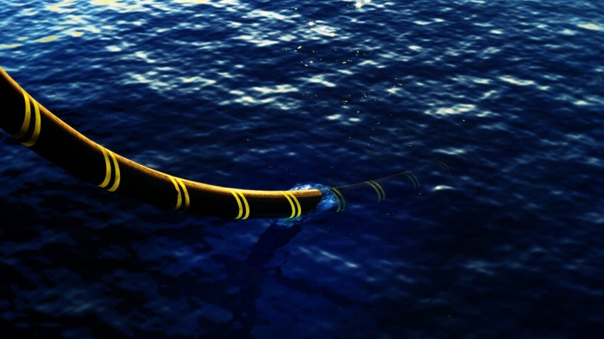 3D illustration showing an undersea communications cable