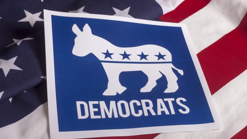 Democrats on textured American flag