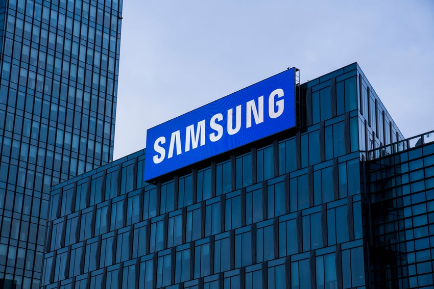 Samsung sign, led outdoor display on headquarters building.