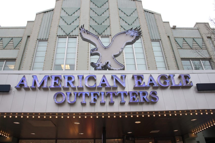 American Eagle Outfitters storefront with eagle logo