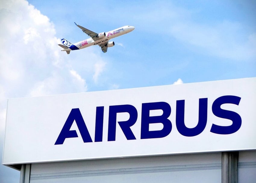 Le Bourget, France - July 21st 2023: An Airbus A321XLR flight test vehicle performs a flying display behind the Airbus chalet at the 2023 Paris Airshow
