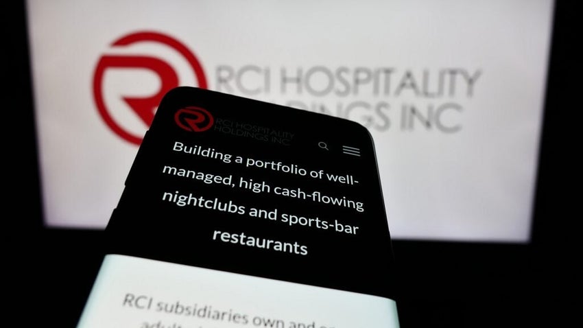 Phone with website of RCI Hospitality