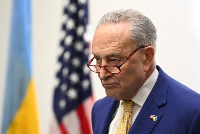 US Senate Majority Leader Chuck Schumer during a press conference in Lviv, Ukraine