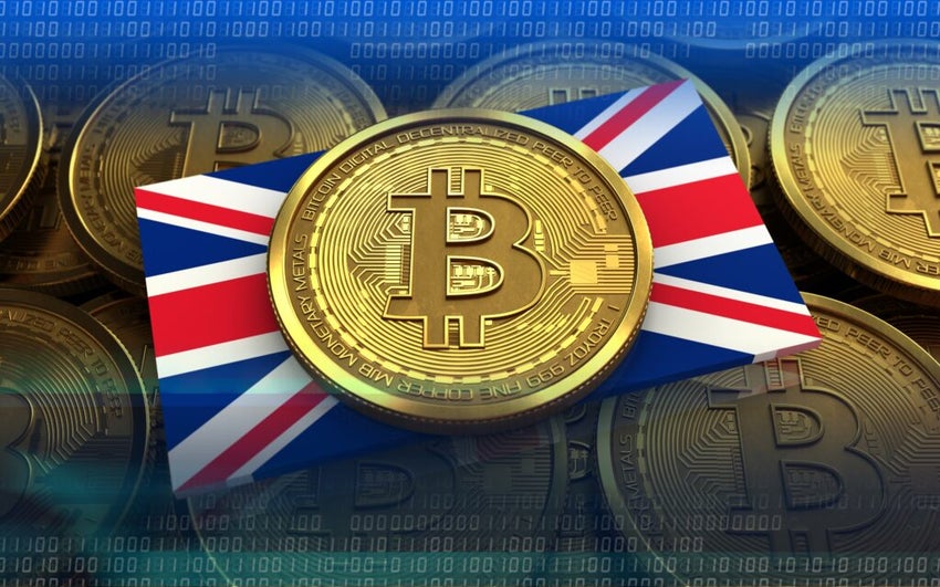 3d,Illustration,Of,Bitcoin,Over,Coins,Stacks,Background,With,Uk