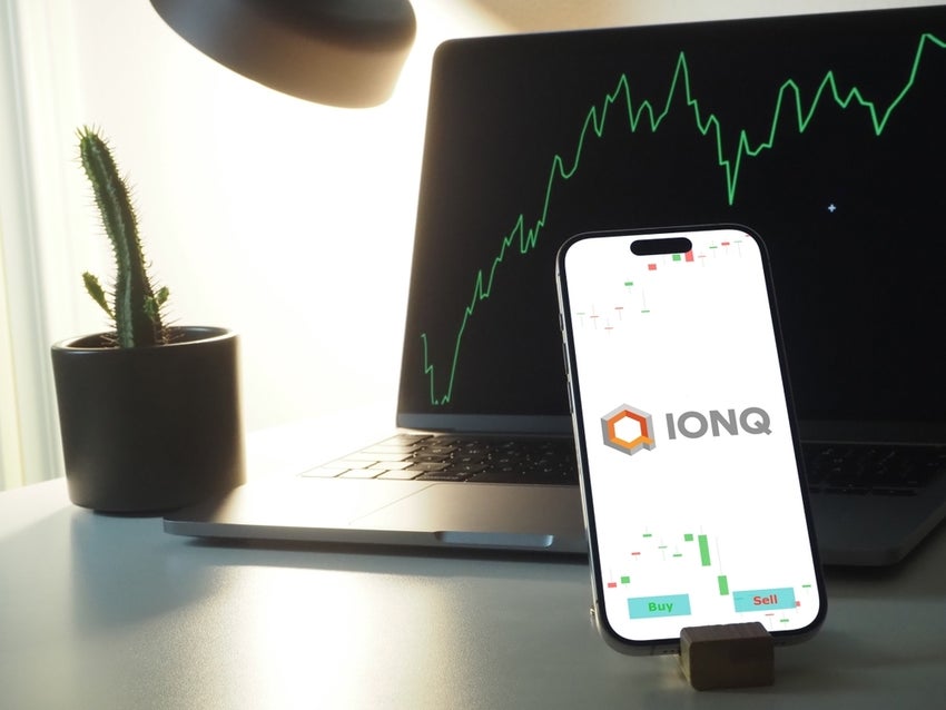 Ionq logo on a smartphone