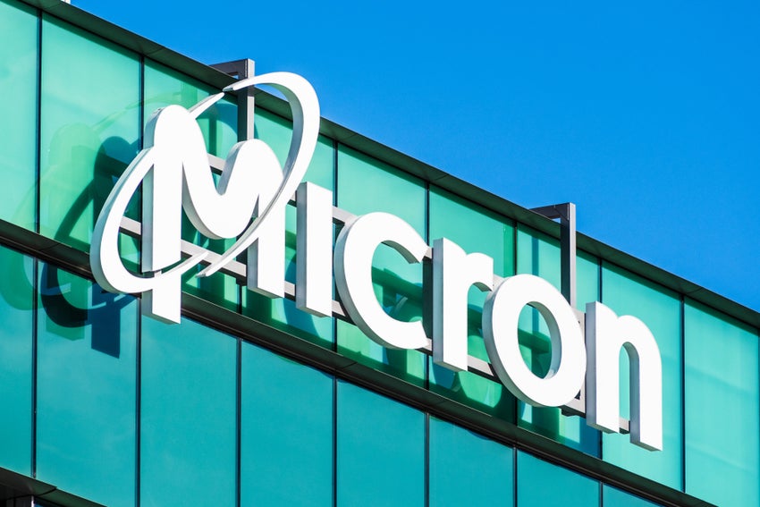 Micron logo on glass building