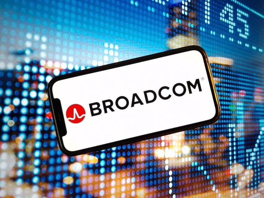 Broadcom Inc company logo displayed on mobile phone screen