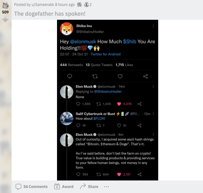 reddit musk doge tweet